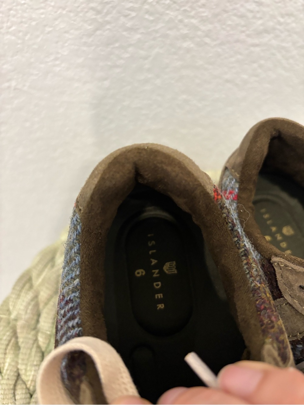 NEW Harris Tweed Islander Rosie Chestnut Blue Tartan Plaid Retro Lace Up Sneaker - Picture 10 of 12